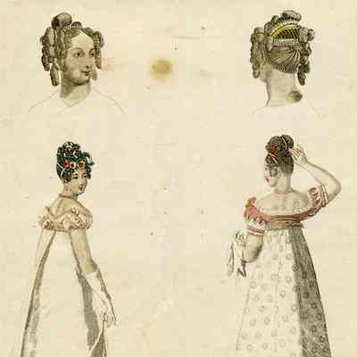 2 Ladies in Ballgowns, 2 Coiffures.