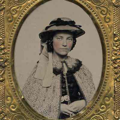 Lady in Knit Mantle and Hat