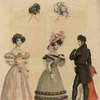 2 Women, 1 with Fur Trim, Man with Cloak
