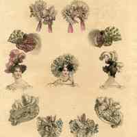 3 Heads, Front and Back of Hat, Turban, 2 Caps