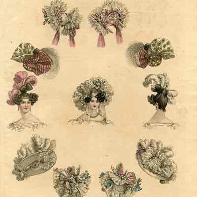 3 Heads, Front and Back of Hat, Turban, 2 Caps