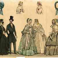 2 Men, 3 Ladies, One in Riding Habit, and 4 Details