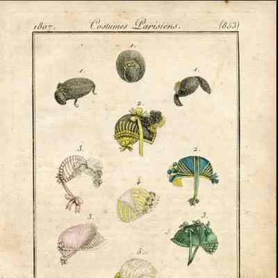 3 Coiffure Views, 13 Caps and Bonnets