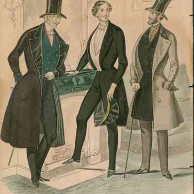 3 Men By Fireplace, One in Long Black Topcoat