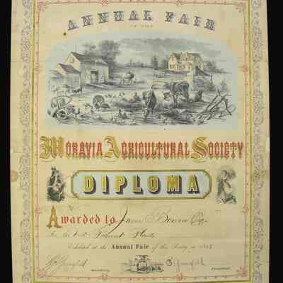 Moravia Agricultural Society Diploma
