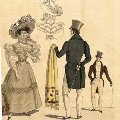 Man Holding Yellow Shawl for Lady in Sheer Blouse