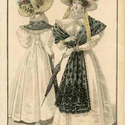 Views of White Pelisse with Black Lace Stole