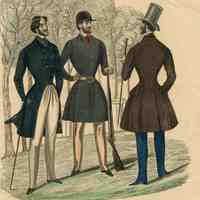 3 Men in a Park, One in Hunting Attire
