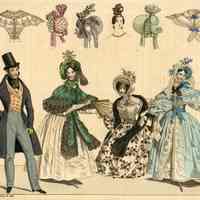 3 Ladies and a Man with a Frock Coat; Huge Sleeve