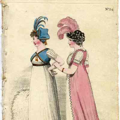 Ladies in Trained Dress, One Pink Tunic
