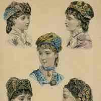 5 Heads with Hats Including an Older Lady