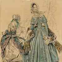2 Ladies, Shawl, and Parasol Dress