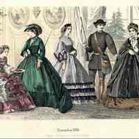 4 Ladies in Parlor in the Woods, 1 Men in Hunting Gear