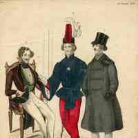 3 Men, One in Red Renaissance Costume