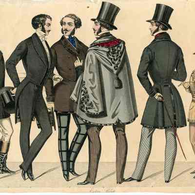 5 Men and a Boy in Various Coats, Including a Hooded Cape