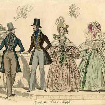Two Men, Two Ladies on a Terrace, Heads