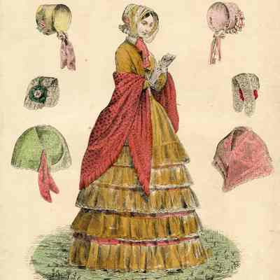 Orange Tiered Skirt, with Bonnets, Etc.