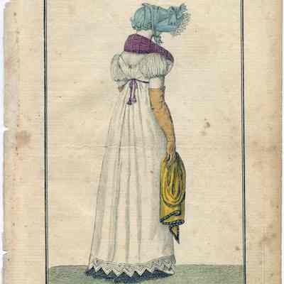 White Dress with VanDyke Hem; Blue Capote