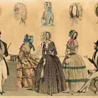 2 Men and 3 Ladies in a Musical Salon, Plus Heads