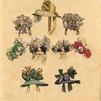 2 Heads Surrounded by 7 Hats, Turbans, and Caps