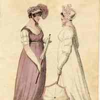 2 Ladies, Trained Dress and Parasol