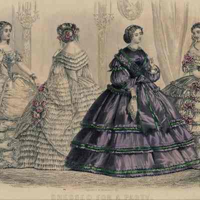 Ladies in Elaborate Dress, "Dressed for a Party"