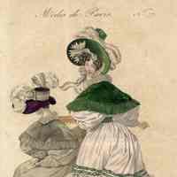 2 Ladies with Gigot Sleeves, Green Pelerines