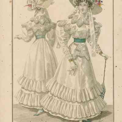 2 Ladies, Front and Back of White Dress