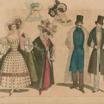2 Men in Coats, 2 Ladies in Wraps