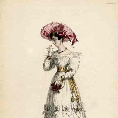 Dinner Dress, White with Yellow Sash