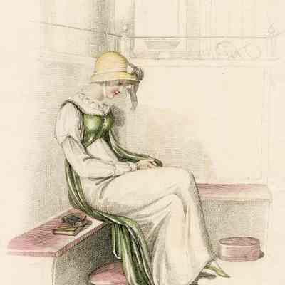 Lady at Church, Green Sleeveless Pelisse