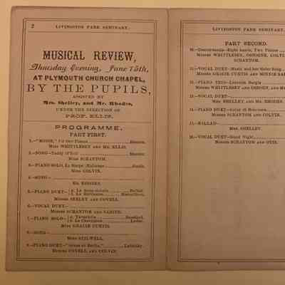 Livingston Park Seminary Anniversary Week Program, June 13, 1865
