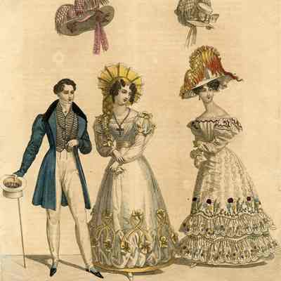Ladies in Hats, Man with Cane