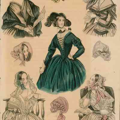 5 Torsos, 1 in Riding Habit; 4 Bonnets