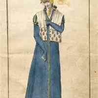 Blue Coat with Short White Shawl Over the Shoulder - Image 2
