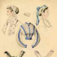 2 Caps, A Bodice with Blue Trim, 2 Swiss Belts, Chemisette