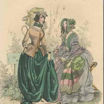 2 Ladies, Riding Suit, Cap, Cravat and Day Dress