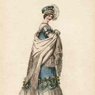 Opera Dress, Blue with White Silk Shawl and Turban