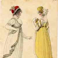 2 Ladies in London Full Dress, Yellow Court Train