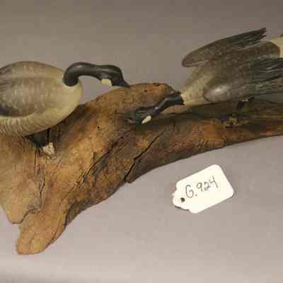 Miniature Canada geese carving