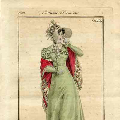 Green Dress with Red Shawl