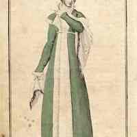 Apple Green Coat Trimmed with White Fur - Image 2