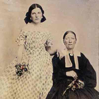 Girl in Thin Cotton Dress Next to Mother