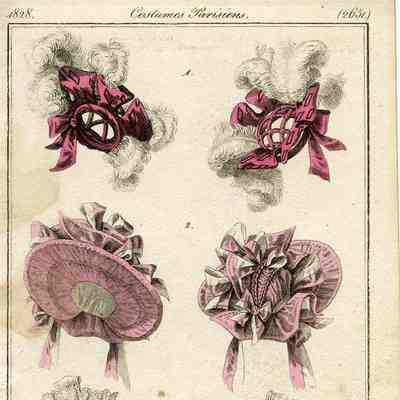 Two Views of 3 Hats, Pink and Red