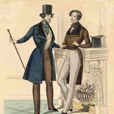 Men Chatting by a Fireplace