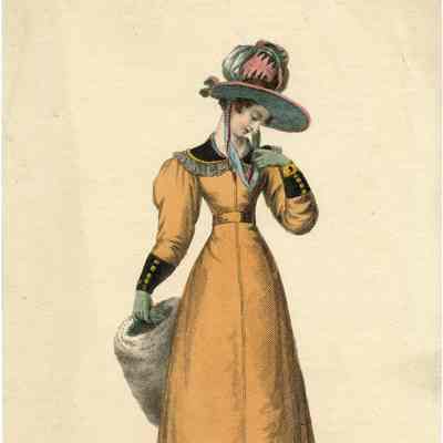 Promenade Dress, Melon Colored Pelisse, Muff