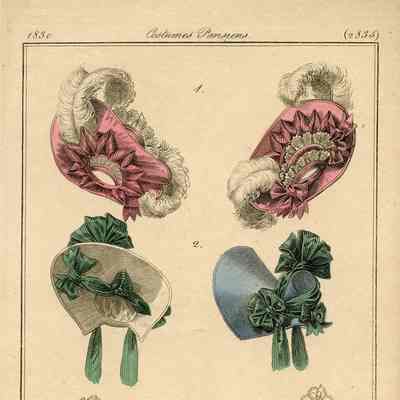 Front and Back Views of 3 Hats, Including Pink Hat