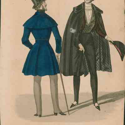 2 Men, One in Check-Line Cape