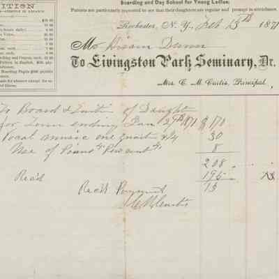 Livingston Park Seminary Receipt
