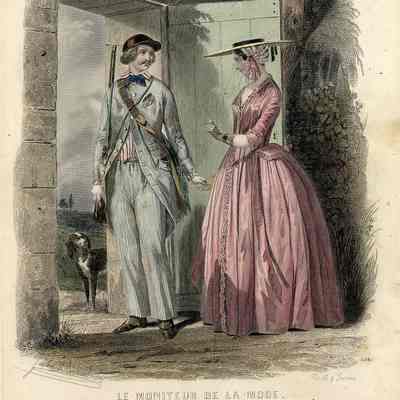 Hunter Taking Leave of Lady with Big Hat